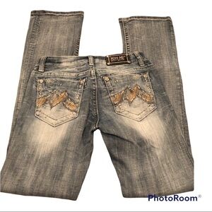 Miss Me Boot Stretch Western Rodeo Jean Med Wash Whisker Detail 27X33 JE1059B2L